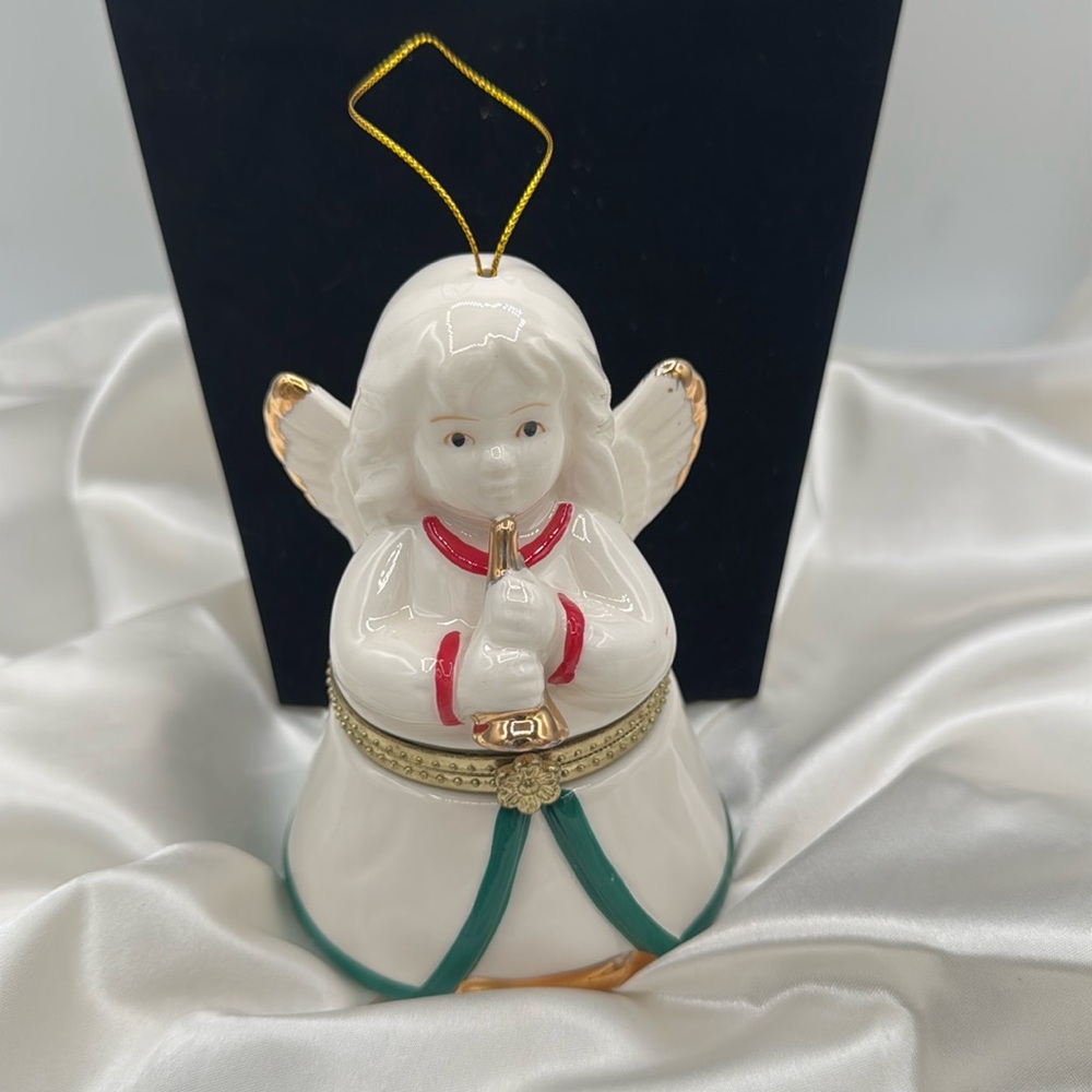 Christmas Angel Trinket and Music Box Ornament,  3x4”